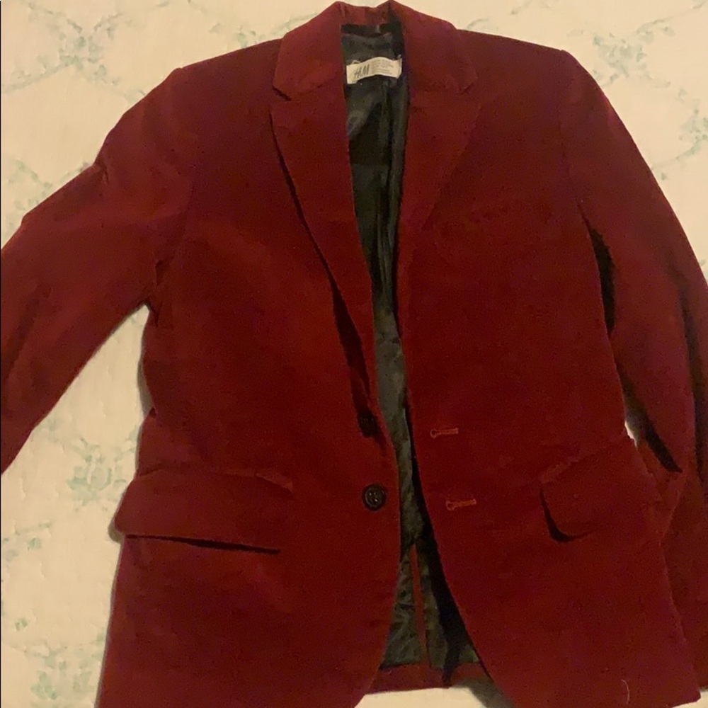 Boys Maroon suede blazer